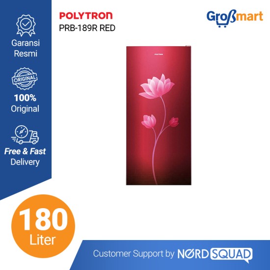 Polytron Refrigerator 180 Liter PRB-189 / PRB 189 / PRB189 B/R Kulkas 1 Pintu