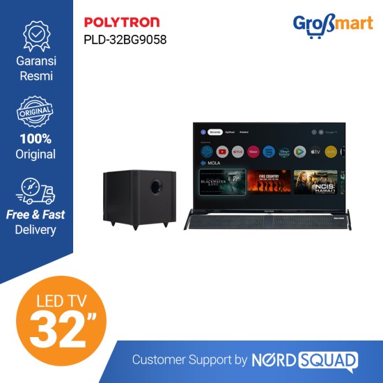 LED TV 32 INCH POLYTRON HD READY GOOGLE TV SOUNDBAR PLD-32BG9058