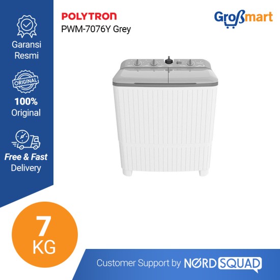MESIN CUCI 2 TABUNG POLYTRON 7 KG TWIN TUB PWM-7076 MESIN CUCI 2 TABUNG POLYTRON 7 KG TWIN TUB PWM-7076