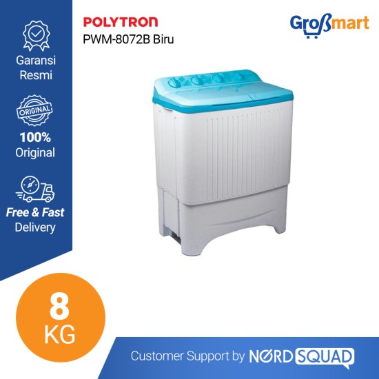 MESIN CUCI 2 TABUNG POLYTRON 8 KG TWIN TUB PWM 8072 / PWM-8072 N/B MESIN CUCI 2 TABUNG POLYTRON 8 KG TWIN TUB PWM 8072 / PWM-8072 N/B