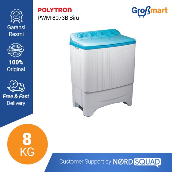 Mesin Cuci 2 Tabung Polytron 8 Kg Twin Tub PWM-8073B/P