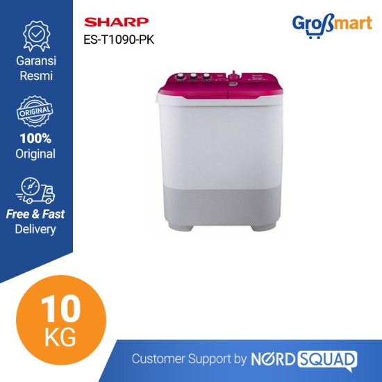 Mesin Cuci 2 Tabung Sharp 10 Kg Twin Tub ES-T1090 / ES T1090 / EST1090 PK/VK