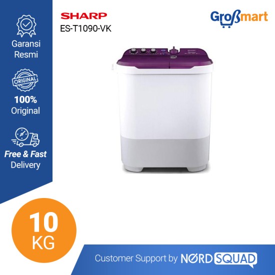 Mesin Cuci 2 Tabung Sharp 10 Kg Twin Tub ES-T1090 / ES T1090 / EST1090 PK/VK