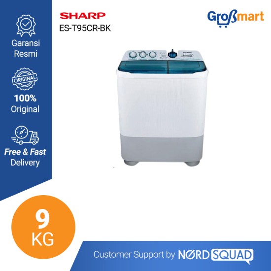 Mesin Cuci 2 Tabung Sharp 9 Kg Twin Tub ES-T95CR / EST95CR / ES T95CR Mesin Cuci 2 Tabung Sharp 9 Kg Twin Tub ES-T95CR / EST95CR / ES T95CR