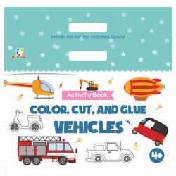 Opredo Activity Book Color, Cut and Glue: Vehicles