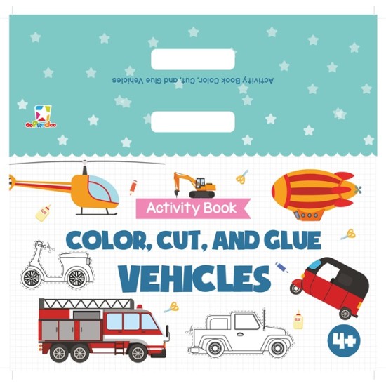 Opredo Activity Book Color, Cut and Glue: Vehicles