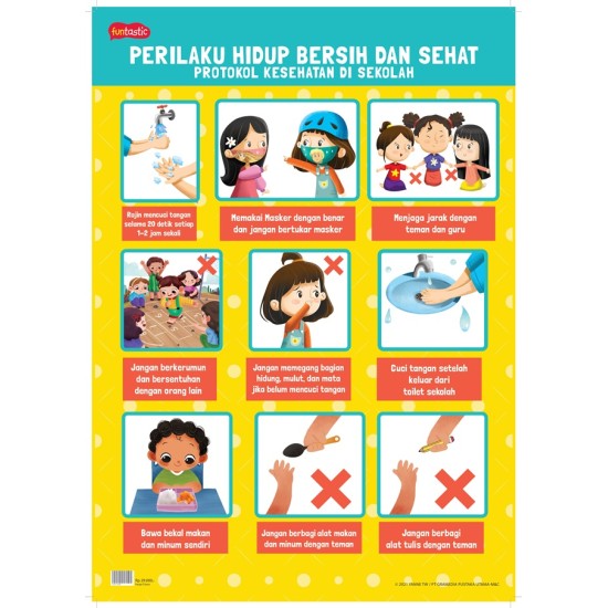 Poster Perilaku Hidup Bersih dan Sehat - Protokol Kesehatan di Sekolah