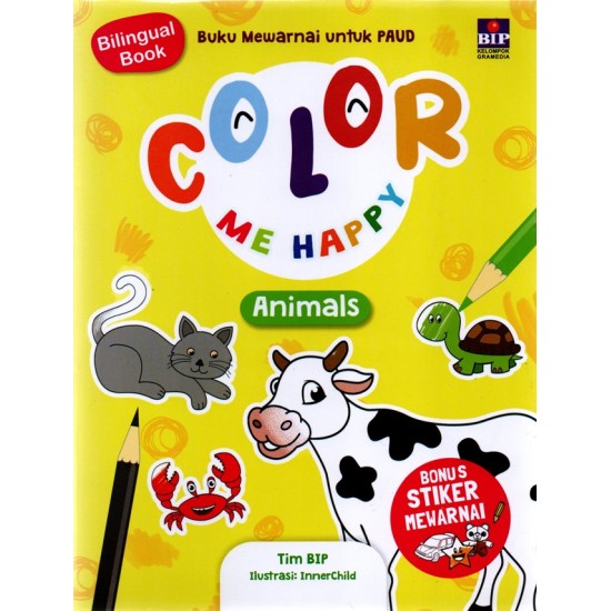 Buku Color Me Happy:  Animals Cover 2022 (BONUS STIKER MEWARNAI BIP)
