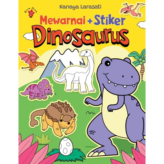 Mewarnai + Stiker: Dinosaurus