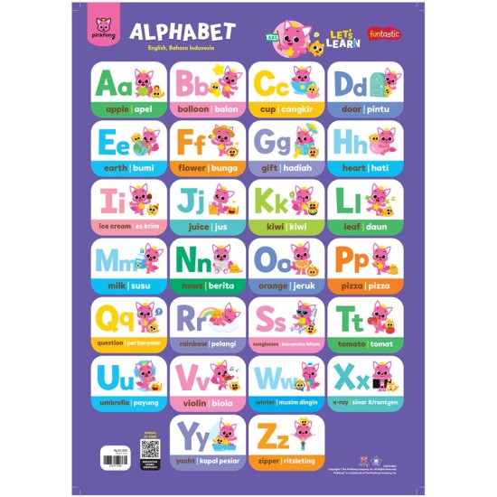 Poster Pinkfong - Alphabet (Bahasa Indonesia-Inggris)