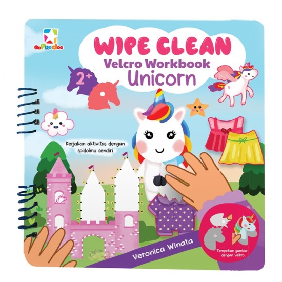 Opredo Wipe Clean Velcro Workbook - Unicorn