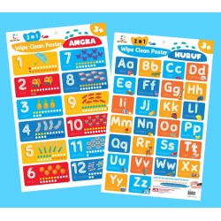 Opredo 2in1 Wipe Clean Poster - Angka dan Huruf Opredo 2in1 Wipe Clean Poster - Angka dan Huruf