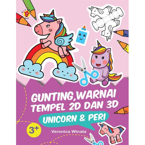 Gunting, Warnai, Tempel 2D dan 3D: Unicorn & Peri