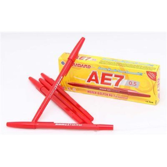 Pulpen Standard AE7 Alfa Tip 0.5 Red (Pack)