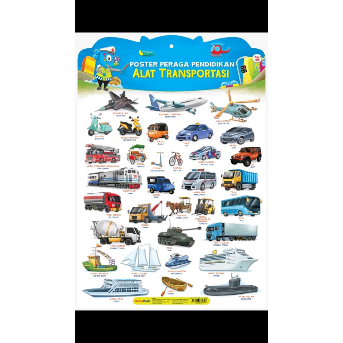 Poster Peraga Pendidikan Alat Transportasi Gambar Timbul 