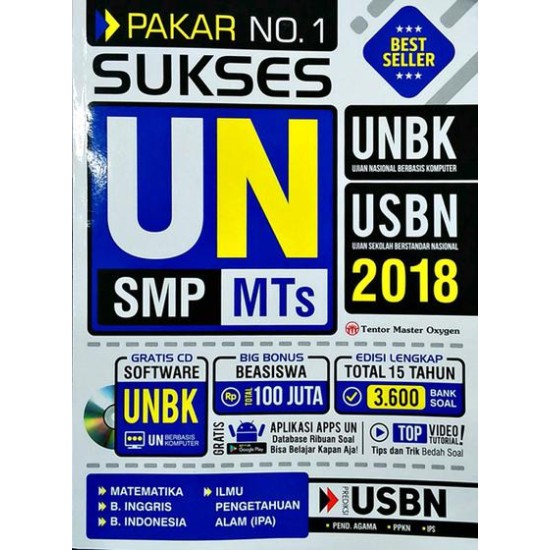 Pakar No. 1 Sukses UN SMP MTs 2018 (GRATIS CD Software UN Berbasis Komputer)