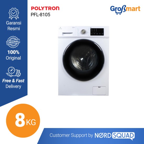 Mesin Cuci 1 Tabung Polytron 8 Kg Front Loading PFL-8105 Mesin Cuci 1 Tabung Polytron 8 Kg Front Loading PFL-8105