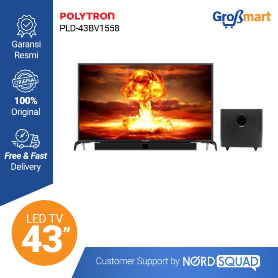 LED TV 43 Inch Polytron Full HD Cinemax Soundbar + Sound Wave PLD-43BV1558 LED TV 43 Inch Polytron Full HD Cinemax Soundbar + Sound Wave PLD-43BV1558