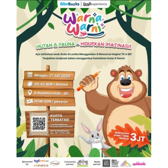 [Ticket #warnawarni] Tiket Warna-Warni : Hutan & Fauna, Hidupkan Imajinasi! - 20 Orang Tercepat