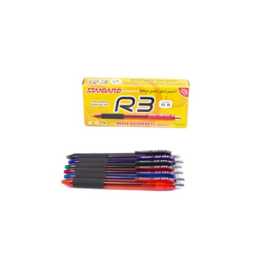 Pulpen Standard R3 0.5 Black (Pack)