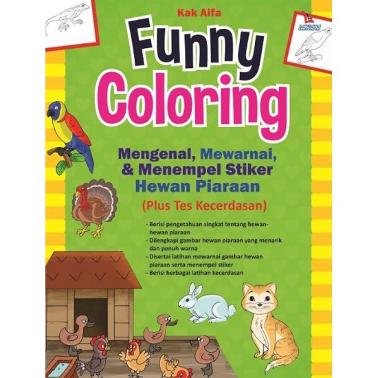 Funny Coloring; Mengenal, Mewarnai, & Menempel Stiker Hewan Piaraan (Plus Tes Kecerdasan)