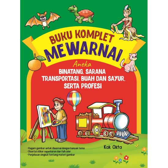 Buku Komplet Mewarnai Aneka Binatang, Sarana Transportasi, Sayur Dan Buah, Serta Profesi