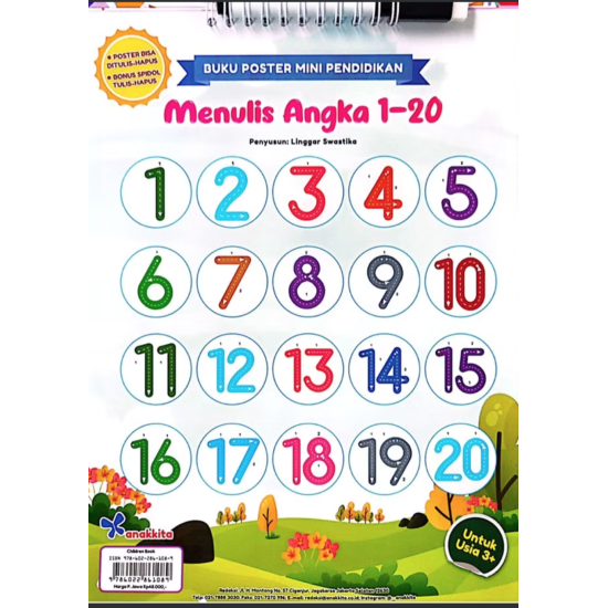 Buku Poster Mini Pendidikan : Menulis Angka 1-20 