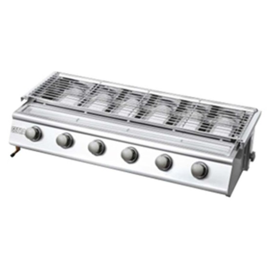 Kompor Gas Panggang Getra 6 Tungku BBQ Stainless BS-216